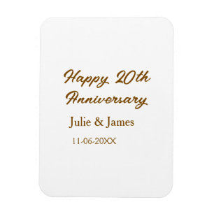 Braun goldenes glückliches 20. Jubiläum Name Datum Magnet