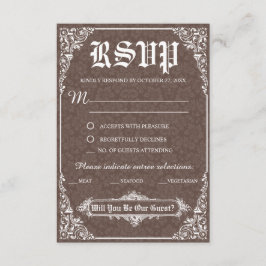 Braun Gothic Victoria Wedding Response Card Einladung