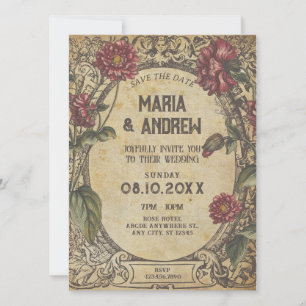 Braun-gotische Vintage klassische Hochzeit Save The Date