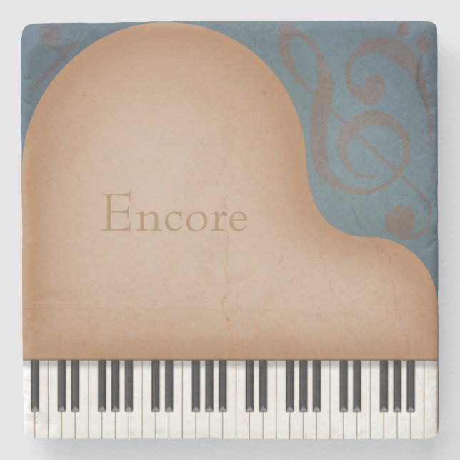 Braun Grand Piano Personalisierte Musik Steinuntersetzer (Vorderseite)
