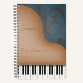 Braun Grand Piano Pianist & Music Lover's Custom Notizbuch
