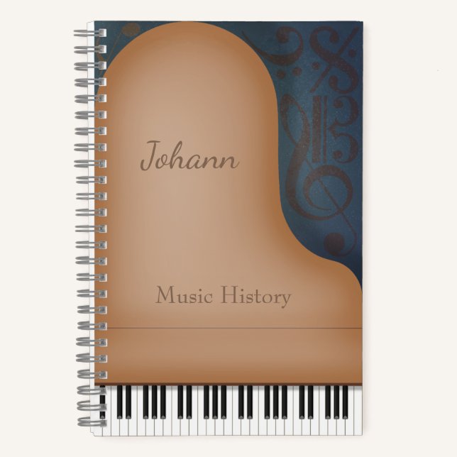 Braun-Grand-Piano-Symbole für Whimsikmusik Notizbuch (Vorderseite)