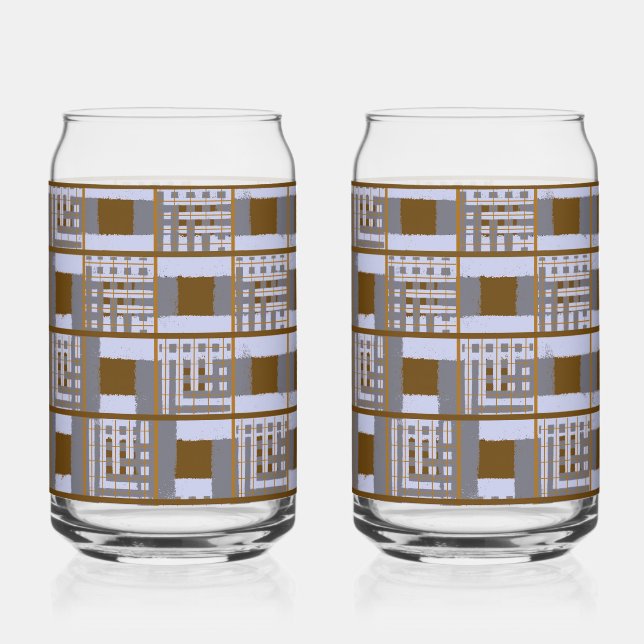 Braun-graues Glas mit großem Karomuster (Vorderseite)
