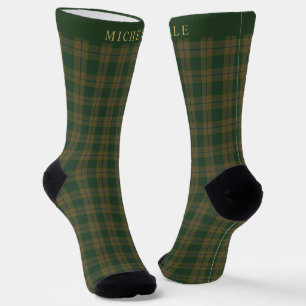 Braun Grün Kariertes Muster nach Maß Socken