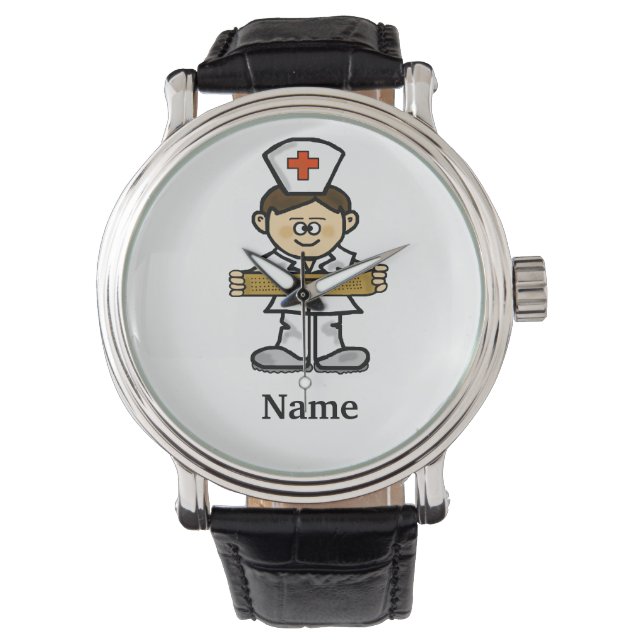 Braun Haar männliche Krankenpflege passen Sie es a Armbanduhr (Vorderseite)