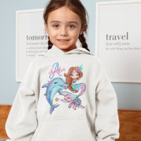 Braun Haar Mermaid Custom Kids Name Pink Girl