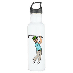 Braun Haare Golfer Personalisiertes Wasser Flasche Edelstahlflasche