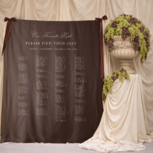 Braun Hochzeit Sitzordnung Alphabetisch Stoff Wandteppich