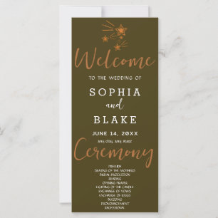 Braun Hochzeitsprogramm mit Rose Gold Sternschnupp