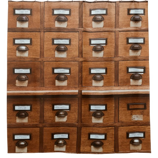Braun-Holzschublade Duschvorhang (Vorderseite)