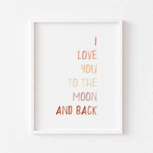 Braun Ich Liebe Sie zum Mond und auf der Rückseite Poster