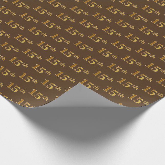 Braun, Imitate Gold 15. (Fünfzehnte) Veranstaltung Geschenkpapier (Ecke)