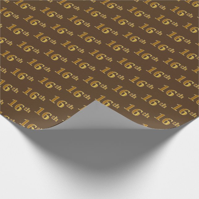 Braun, Imitate Gold 16. (sechzehnte) Veranstaltung Geschenkpapier (Ecke)