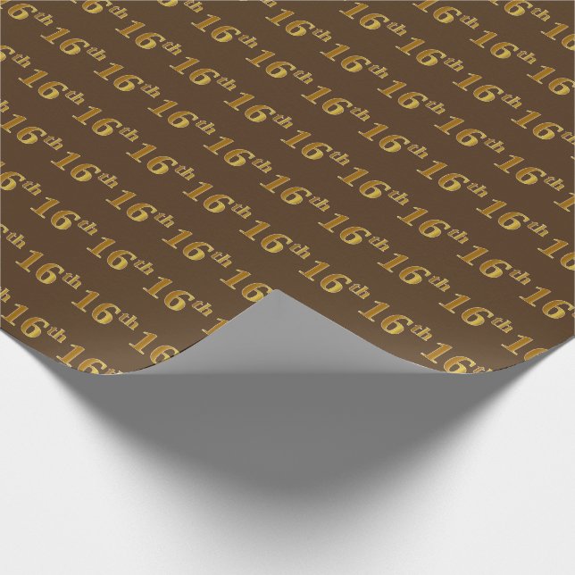 Braun, Imitate Gold 16. (sechzehnte) Veranstaltung Geschenkpapier (Ecke)
