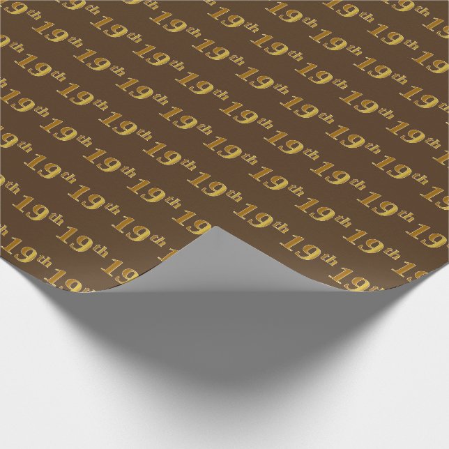 Braun, Imitate Gold 19. (neunzehnte) Veranstaltung Geschenkpapier (Ecke)