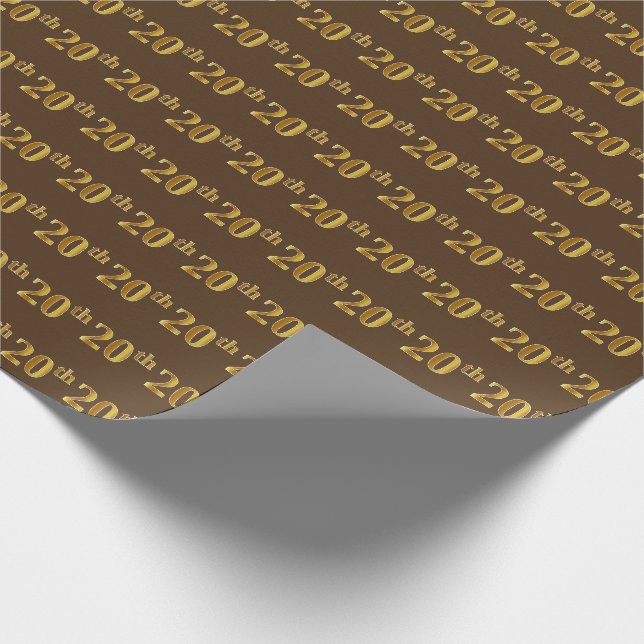 Braun, Imitate Gold 20. (Zwanzigste) Veranstaltung Geschenkpapier (Ecke)