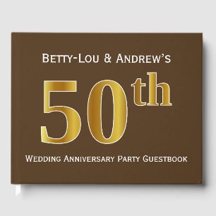Braun, Imitate Gold 50. Hochzeitsszenario Party Gästebuch