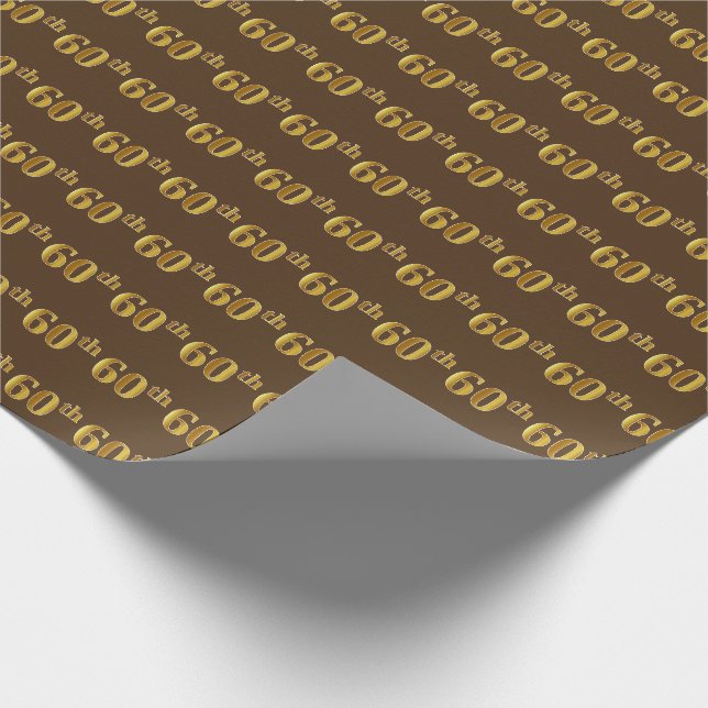 Braun, Imitate Gold 60. (sechzigste) Veranstaltung Geschenkpapier (Ecke)