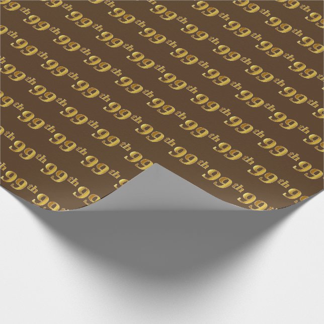 Braun, Imitate Gold 99. (neunundneunzig) Veranstal Geschenkpapier (Ecke)