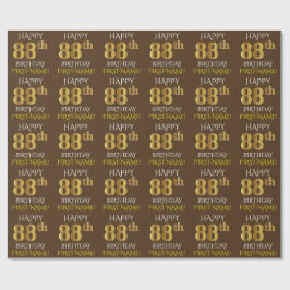 Braun, Imitate Gold "HAPPY 88. BIRTHDAY" Geschenkpapier