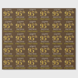 Braun, Imitate Gold "HAPPY 95. BIRTHDAY" Geschenkpapier