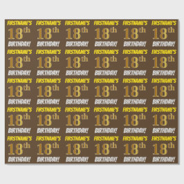 Braun, Imitate/Nachahmungs-Gold, "18. GEBURTSTAG" Geschenkpapier