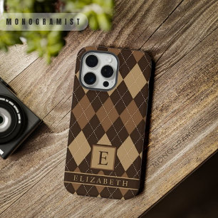 Braun kariert anpassbar Hell Dunkle Schokolade iPhone 15 Pro Max Hülle