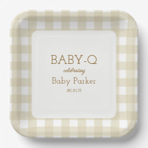 Braun kariert Baby-Q quadratischer Teller 2