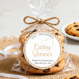 Braun kariert Baby Shower Favor Sticker