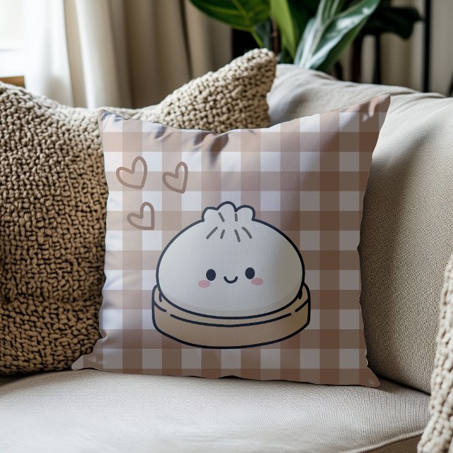 Braun kariert Dumpling Kissen (Von Creator hochgeladen)