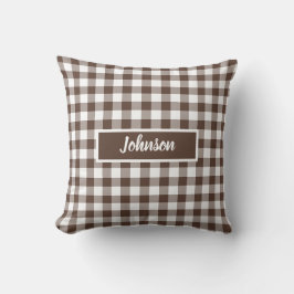 Braun kariert Gingham anpassbar Kissen