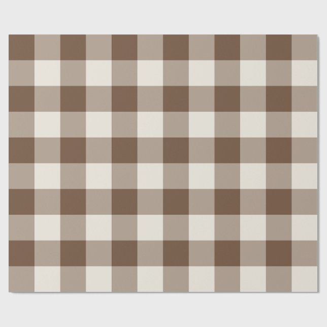 Braun kariert Gingham groß Geschenkpapier (Flach)