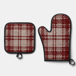 braun Kariert Ofenhandschuh & Topflappen-Set