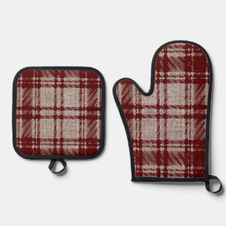 braun Kariert Ofenhandschuh & Topflappen-Set