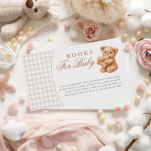 Braun kariert Teddybär neutrale Babyparty Papier Begleitkarte