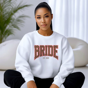 Braun karierte Luxus-Varsity-BRIDE Sweatshirt
