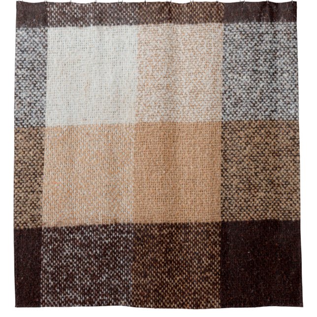 Braun karierte Wolle karierte Textur. Tartan  Duschvorhang (Vorderseite)