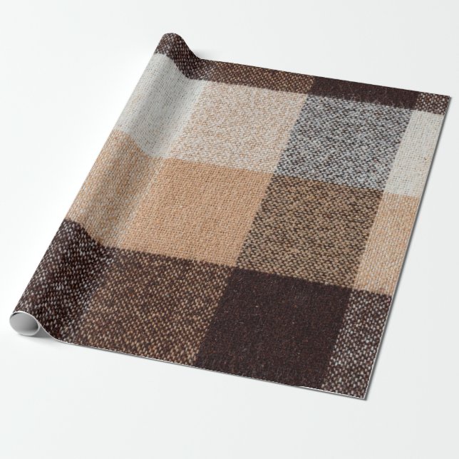 Braun karierte Wolle karierte Textur. Tartan  Geschenkpapier (Ungerollt)