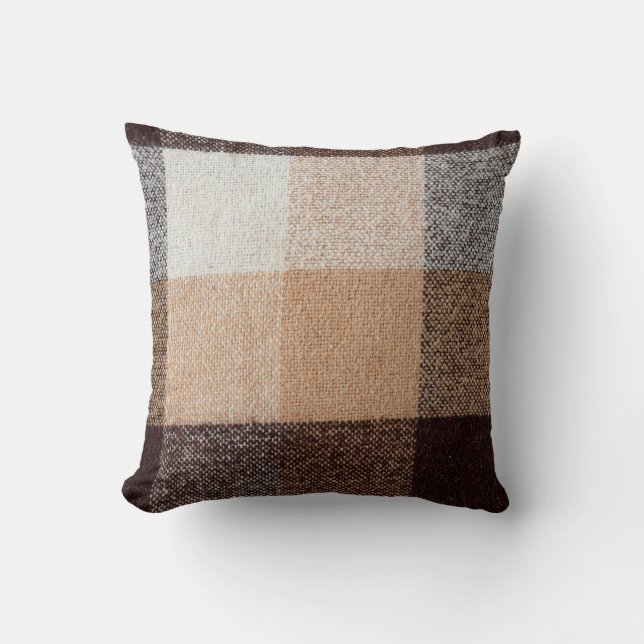 Braun karierte Wolle karierte Textur. Tartan  Kissen (Vorderseite)