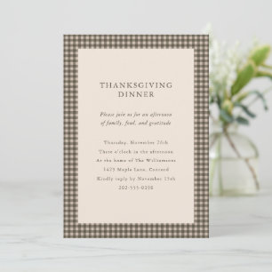 Braun kariertes Einladungsschreiben zum Thanksgivi Einladung