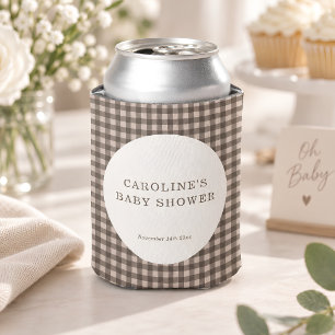 Braun kariertes Gingham-Karo-Muster für Baby-Party Dosenkühler