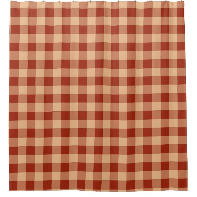 Braun kariertes Gingham-Muster Duschvorhang (Vorderseite)