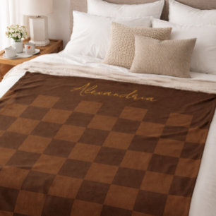 Braun kariertes personalisierbares Fleece-Decke Fleecedecke