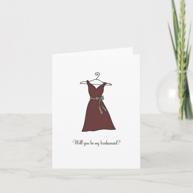 Braun Kleid, wirst du meine Brautjungfrau sein? Einladung (Vorderseite)