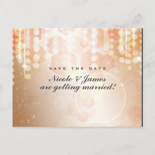Braun Korallen & Creme Glamour Save The Date Postk Ankündigungspostkarte