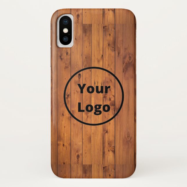Braun lackiertes Holz mit Logo Case-Mate iPhone Hülle (Rückseite)