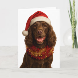 Braun / Leber Cocker Spaniel Frohe Weihnachtskarte Karte