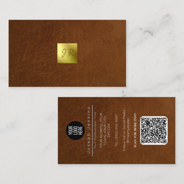 Braun Leder Luxus-Branding Gold-Folie Visitenkarte (Vorne/Hinten)