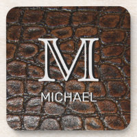 Braun Leder Mit Monogramm und benannt