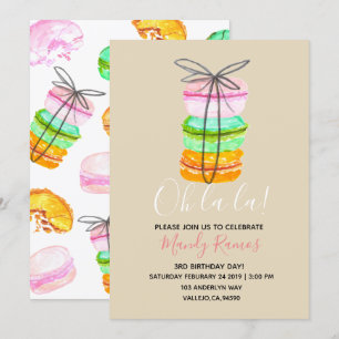 Braun Macaron Franz Geburtstag einladen Einladung